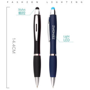 HUA özel marka lazer Logo tükenmez kalem Stylus yumuşak dokunmatik LED ışık mm Metal yazma için 1.0-Up aydınlatmak - Product Image 5