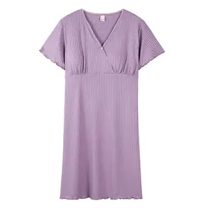 Pregnant Women Home Modal Pajamas Postpartum Nursing Nightdress With Chest Pad Thin Midi Skirt