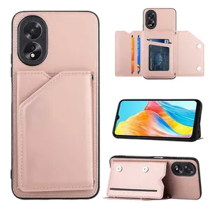 카드 포함 슬롯 백 케이스 OPPO A78 4G A38 A18 A58 리노 10 프로 A16 A17 A57 5G A77 A58 A78 가죽 지갑 스탠드 폰 커버