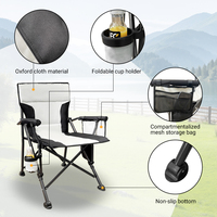 Chaise de camping pliable robuste avec accoudoirs rigides rembourrés, tube en acier de 22 mm, siège portable d'extérieur pour la pêche, le pique-nique, la plage
