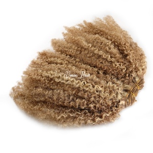 VMAE Ingrosso Fasci di <span class=keywords><strong>Capelli</strong></span> Umani Remy Grezzi Afro Kinky Coily Ricci con Balayage <span class=keywords><strong>Biondo</strong></span> Miele Rame Arancione - Product Image 4