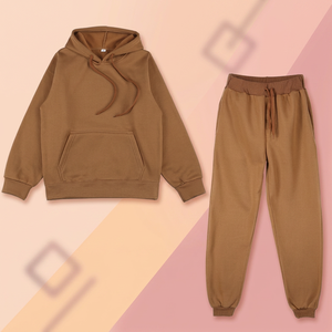 Conjunto Deportivo de 2 Piezas para Mujer, Sudadera con Capucha y Pantalones Deportivos, Color Sólido, Ropa Deportiva Informal, Manga Larga, Corte Holgado, Forro Polar para Todas las Temporadas - Product Image 1