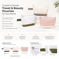 Pochette cosmétique personnalisée en toile avec logo imprimé pour boutique de luxe, pochette de toilette avec fermeture éclair, pochette pour femme, trousse de toilette de voyage