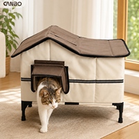 Maison pour chat d'extérieur, abri isolé surélevé pour chats errants avec coussin chaud amovible