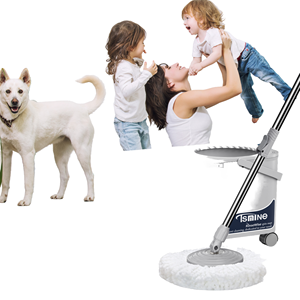 Ensemble seau et serpillière magique en microfibre rotative à 360 degrés pour eau propre et sale, avec 3 têtes de serpillière, essorage quatre côtés et manche en acier - Product Image 3