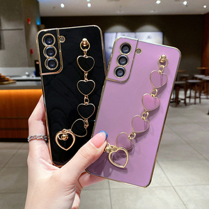 Funda de lujo chapada en oro para Samsung <span class=keywords><strong>Galaxy</strong></span> S22, S20, S21, Note 20, A52, A51, A71, correa de corazón, funda de soporte para teléfono - Product Image 5