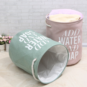 Cubo de almacenamiento de ropa sucia de tela personalizada, cesta grande redonda y plegable para la ropa de la sala de estar, bolsas de almacenamiento de artículos diversos - Product Image 3