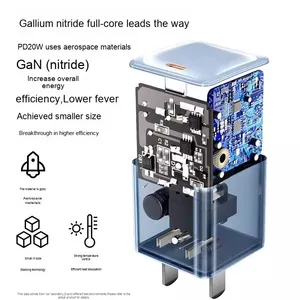 Venta al por mayor PD20W Cargador para <span class=keywords><strong>iPhone</strong></span> Cargador <span class=keywords><strong>20W</strong></span> Pequeño Ice Cube Teléfono móvil <span class=keywords><strong>Cabezal</strong></span> de carga rápida 6A 1m a 2m Longitud del cable - Product Image 2