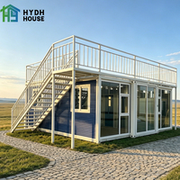 Rumah Prefabrikasi Kontainer Baja Ekspansi Ukuran Khusus 20Ft 40Ft 30Ft, Villa 2-5 Kamar Tidur Mewah Portabel Panel Sandwich