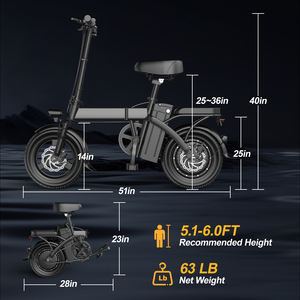 <span class=keywords><strong>Vélo</strong></span> <span class=keywords><strong>électrique</strong></span> pliable F6 à moteur sans balais de 48V, 15Ah, 500W, livraison rapide en entrepôt aux États-Unis - Product Image 4