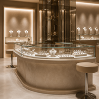 Vitrine à bijoux murale moderne en aluminium avec éclairage LED, vitrine en verre trempé pour bijouterie et studio