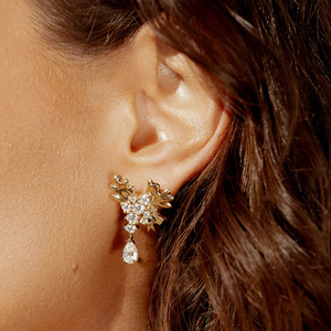 14k Gold Coral Diamond Drop Earrings Summer Handmade Sea Earrings Luxury Gold Plated Earrings Sterling Silver Earrings Jewellery - Product Image 2