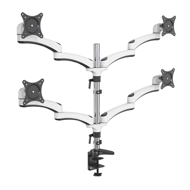 V-mounts Ergonomic Adjustable Office Monitor Arm Quad Monitor Screen Hidden Cable Management 90 Degrees 360 Rotation Stock