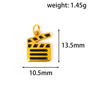 Charme d'instrument de musique plaqué or 18 carats, acier inoxydable, émail, claquette de cinéma, <span class=keywords><strong>saxophone</strong></span>, pendentif musical pour la fabrication de bijoux - Product Image 6