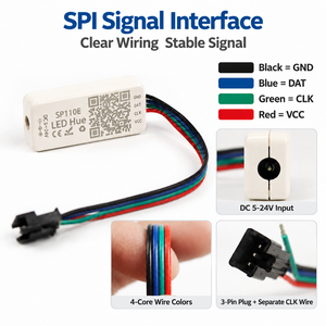 Controlador LED WS2812 SP110E, Aplicación LED Hue, 15 Tipos de IC, 1024 Píxeles, Amplio Voltaje DC 5-24V para Tira LED Digital - Product Image 2