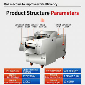 Trancheuse à viande automatique en acier inoxydable, épaisseur réglable, machine à couper le jambon et le poulet pour la transformation alimentaire - Product Image 3