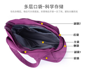 Bolsa de Tela Oxford Moderna para Mujer, Bolso de Mano, Informal, con Múltiples Bolsillos, Gran Capacidad, Bolsa de Viaje, Bolsa de Hombro de Nailon para Baile - Product Image 3