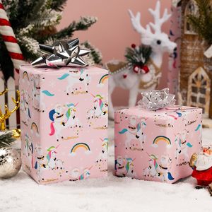 Papier cadeau de Noël MAYPLUSS 17x33 pieds, licorne, Père Noël, arc-en-ciel rose, écologique, pour les fêtes de fin d'année - Product Image 5