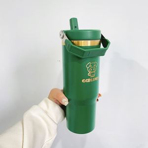 Leak Proof Flip Straw Tumbler Stainless Steel Powder Coated Gold Copper Plated 30Oz Water Bottle With Lid - Product Image 4