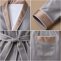 Peignoir de couple à col châle, double couche, gris, confortable pour le quotidien et le bien-être, manches longues