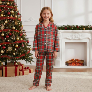 Piyama Keluarga Natal Yaguyuly Set Seragam Atasan Lengan Panjang Celana Kotak-kotak Pakaian Tidur Liburan 100% Poliester Dapat Dicuci Mesin (Pria) - Product Image 5