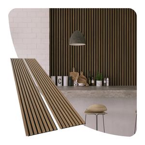 Bon <span class=keywords><strong>prix</strong></span> Modèle 3D Design d'intérieur Insonorisé Décoratif Placage en bois de chêne fumé Panneaux acoustiques muraux à lattes - Product Image 1