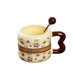 Taza de Cerámica Floral Retro con Tapa de 350 ml para Café, Té, Uso en Casa y Oficina - Product Image 2