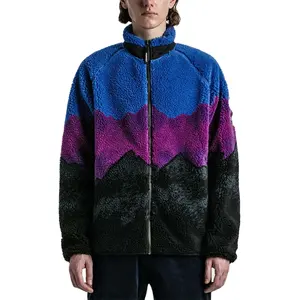 Custom Polar Fleece Mens Fur Zip Up Graphic Printed Sherpa Jacket
