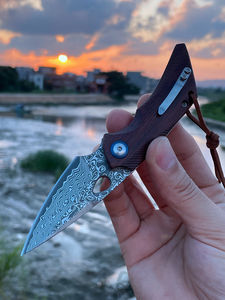 हाथ से बनाया हुआ उपहार बॉक्स मल्टीटाऊन आउटडोर छोटे उच्च छोर नम जेब चाकू से 67 परतें भारतीय लाल खट्टा शाखा लकड़ी हैंडल - Product Image 4