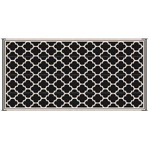 Alfombra Reversible para Exteriores DB 9x18, Negra y Beige, de Plástico y Paja, para Patio, Terraza y Camping - Product Image 1