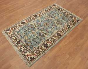 Hermosa alfombra tradicional hecha a mano de 3x5 pies azul Oushak Alfombra de lana Floral alfombra decorativa personalizable felpa de algodón de alta demanda para - Product Image 5