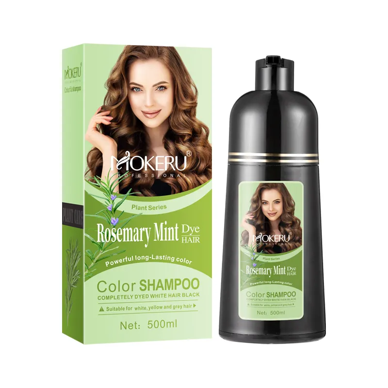 Venta al por mayor de champú de color de pelo de etiqueta privada personalizar 500ml tinte para el cabello extracto Natural de hierbas tinte champú cobertura de pelo blanco