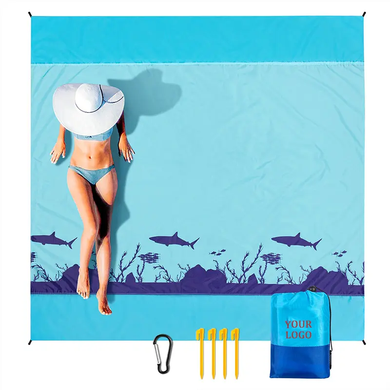 Custom Logo Portable Outdoor Folding Waterproof Picnic Beach Blankets Sand Free Foldable Camping Beach Mat