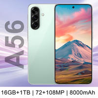 Smartphone Android A56 de haute qualité, version mondiale, 8+256 Go, écran 7,3 pouces, double SIM, grand écran, 5G, téléphones mobiles A56