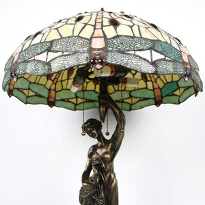 LongHuiJing American Pastoral Tiffany Bedroom <b>Bedside</b> Lamp Decorative <b>Table</b> Lamp European Mediterranean Warm Living Room Lamps - Product Image 5