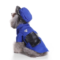 Conjunto de Disfraz Divertido para Perro con Sombrero y Esposas, Uniforme Azul de Poliéster para Perros Pequeños, Disfraz para Fiesta de Halloween