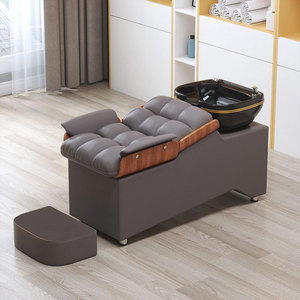 White Black Semi-Reclining Wood Shampoo Chair Portable Modern Design Ceramic Basin Salon Furniture for Beauty Salons - Product Image 4