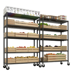 Heavy Duty Commercial Wire Shelving Unit 55.12 In W 75.59 In H 5 Tier Adjustable Garage Pantry Rack With Wheels - Product Image 1