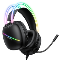 Casque audio filaire ONIKUMA X33 avec double sangle RGB pour le gaming, casque musical filaire noir supra-auriculaire