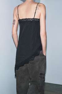 Blusa Zevity 2026 para Mujer, Sexy, con Tirantes Finos, Estampado de Puntos, Estilo Smock, con Costuras de Encaje en el Dobladillo, Corte Irregular, <span class=keywords><strong>Blusas</strong></span> Chic - Product Image 2