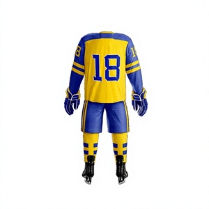 Uniforme de Hockey sobre Hielo Personalizado LONG MISSION INDUSTRY para Hombre, Modelo LMI-003, Amarillo y Azul Marino, Impresión por Sublimación, Poliéster Transpirable, Talla Adulto - Product Image 6