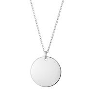 Disque vierge pendentif collier personnalisé en argent 925 14K 18K 24K plaqué or pièce ronde pendentif collier en gros bijoux fins