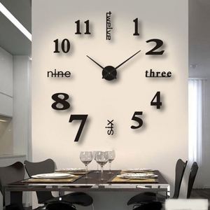 Fashion 3D <b>40cm</b>/16inch Acrylic <b>Wall</b> DIY <b>Clock</b> Frameless Mirror Time Large 3D Mirror <b>Clocks</b> <b>Wall</b> <b>Clock</b> - Product Image 1