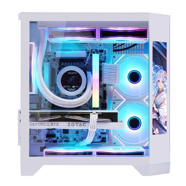 LY  Lcd Screen Gaming Computer case 3 Glass  Matx Motherboard case Hot Sale ARgb Fans  Gaming case with Screen and Water Cooler