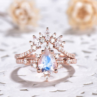 Bague de mariage en argent sterling 925 avec pierre de lune naturelle et zircone cubique, certifiée IGI, plaquée rhodium, bijoux de fête