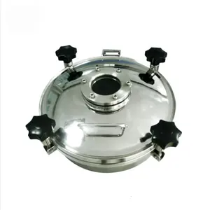 HEDE langsung menjual tangki SS304 Stainless Steel Manhole bulat tekanan tinggi dengan kaca pandangan flens