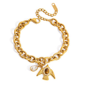 Bracciale Personalizzato in Acciaio Inossidabile Placcato Oro 18K, Impermeabile, con Design a Uccello Volante, Gioiello Creativo Fai-da-Te - Product Image 6