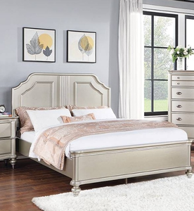 Lit réglable moderne de style oriental, taille King, 1 pièce, avec deux panneaux, finition argentée, mobilier de chambre à coucher - Product Image 4