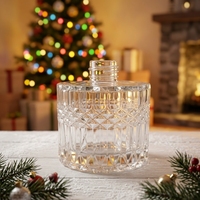 Botol Reed Diffuser Kaca Bening Embos Putih Tinggi 120ml Grosir, Logo Custom, Tutup Logam, Aroma untuk Rumah dan Hotel