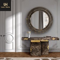 Miroir mural en métal noir fini, de forme ronde, pour la maison, la salle de séjour, la salle de bain, miroirs muraux décoratifs faits à la main